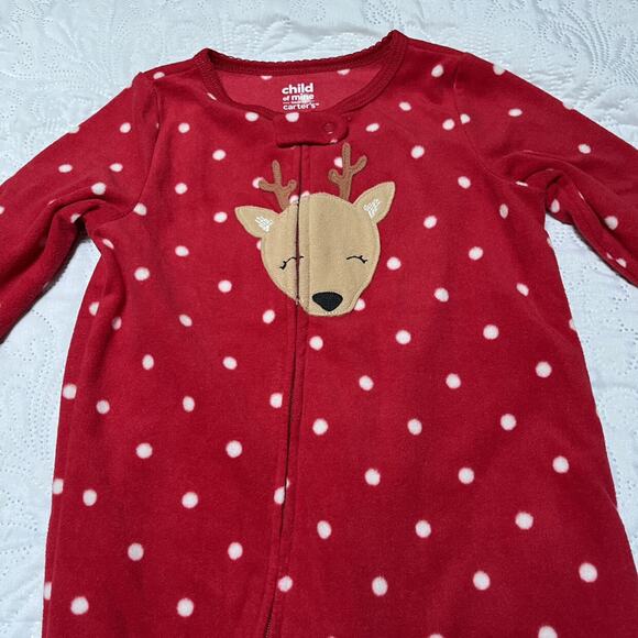 Carter's Reindeer Fleece Footie PJs Size 18m - Picture 3 of 6